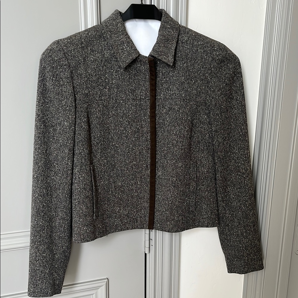 Vintage Ann Taylor Wool and Silk Textured Blazer with Standard Collar